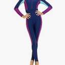 Micosuza Swimsuit for Women Design One Piece Long-Sleeve Surfing Suit, Size L