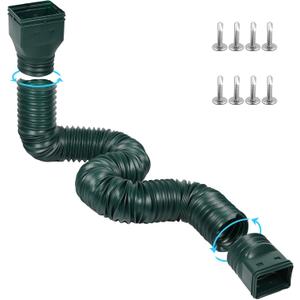 11.5ft Long Gutter Downspout Extensions Flexible, Drain Downspout Extender, Down Spout Drain Extender, Gutter Connector Rainwater Drainage, Extendable from 2.6ft to 11.5ft(Green)