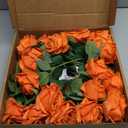 Serwalin 20pcs 4'' Big Orange Artificial Roses, Large Flower Head Silk Rose Velvet Real Touch, Fake Roses Long Stems Realistic Bouquet for Wedding, Table Centerpiece Home Decor