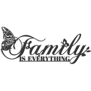 Family Signs Metal Wall Decor, Oppro Family Is Everything Word Sign with Butterfly for Home Decor, Black Art Plaque Letters for Living Room Dining Room Bedroom Housewarming Mother's Day Father's Day Christmas , 17x6.3