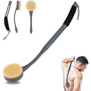 Back Scrubber for Shower, 20.5" Long Handle Shower Brush for Body for Deep Clean, Back Brush for Shower for Men Women (Grey)