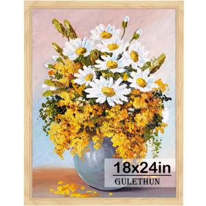 GULETHUN 18x24 Picture Frame, Natural Wood Poster Frame, Home Decor Natural Gallery Frames, Horizontal or Vertical Format, Sturdy, Plexiglass, Large Wall Decor, for Photos, Artworks, Posters