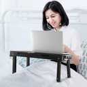 Moclever Laptop Bed Stand – Adjustable Laptop Table with Cooling Fan, Foldable Laptop Desk with USB Hub, LED Light & Storage – Multi-Functional Computer Tray for Bed, Sofa, Home, and Office