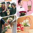 Pafeooui 20 Pack Paper Flower Gift Bags, Waterproof Bouquet Bags with Handles for Birthday, Wedding, Party Favors Brown 3.15x3.15x4.92 Inch