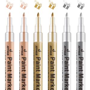 Gold Paint Pens with Silver, Rose Gold Acrylic Paint Pens for Rock Painting, Wood, Fabric, Glass, Canvas, Scrapbooking, Card DIY Metallic Acrylic Marker (0.7mm)
