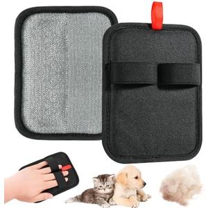 Pet Hair Remover Glove for Cats & Dogs – Reusable Electrostatic Pet Hair Removal Tool for Bed Sheets, Blankets, Clothes, Sofa, Carpet, Car Seat, Multi-Functional Grooming Glove, Black, 5.1x6.7 1 Pack