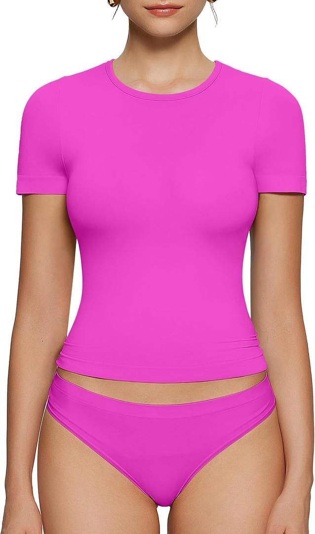OEAK Womens T-Shirts Short Sleeve Shirts Crew Neck Basic Tees Soft Smoothing Seamless Tshirts Slim Fit Going Out Trendy Tops (Large) OEAK Womens T-Shirts Short Sleeve Shirts Crew Neck Basic Tees Soft Smoothing Seamless Tshirts Slim Fit Going Out Trendy Tops (Large)