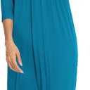 Lace Sleepwear Women's V Neck Nightshirt 3/4 Sleeve Soft Pleated Nightgown Plus Size SteelBlue (Blue, S)
