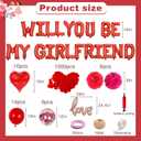 Red 16" Will You Be My Girlfriend Balloons Letters Set- 10Pcs Heart Balloons, LOVE Alphabet Foil Mylar Balloons with 1000 Pcs Artificial Rose Petals for Valentines Day Decorations