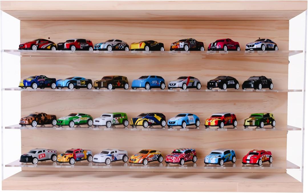 Large Acrylic Display Case for 1/64 Scale Diecast Cars - 28-Car Storage Organizer, Dust-Proof Cabinet with Adjustable Shelves, Compatible with Model Toy Collections (Large Size)