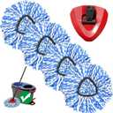 Mop Head Replacement, Spin Mop Replacement Head, Include 4pcs Mop Replace Heads, 1 Extra Mop Base Replacement, Washable, Flexible & Reusable