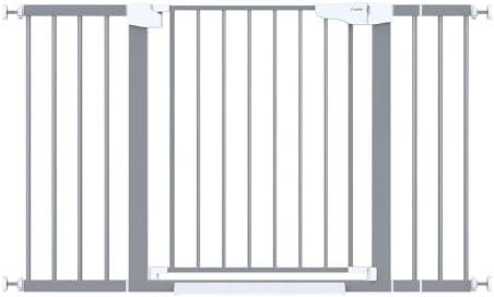 Cumbor 40.6" Auto Close Baby Gate & Cumbor 51.5" Dog Gate, Durable Child Gate for Stairs, Doorways, Easy Walk Thru Dog Gate for House for Doorways, White