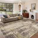 8x10 Area Rugs for Living Room, Abstract Large Washable Rug, Taupe | Soft Thin & Light weight, Folable, Stain Resistant Low Pile Non Slip Modern Distressed Carpet Rugs for Bedroom, Dining Room