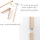 17.71” Heavy Duty Push Broom Outdoor, Stiff Plastic Bristles 4-Layer, 32.28” Wooden Handle, Industrial Broom for Garage Floor, Warehouse, Patio, Concrete, Deck & Sidewalk Cleaning