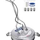 MEKOH Pressure Washer Surface Cleaner 22'', 4500PSI Stainless Steel Surface Cleaner Attachment with Wheels, Power Washer Accessory for Driveway Sidewalk Curb Deck Patio Cleaning, 3/8'' Quick-Connect