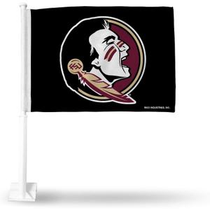 Rico Industries NCAA Florida State Seminoles Black Double Sided Double Sided Car Flag - 16" x 19" - Strong Pole That Hooks onto Car/Truck/Automobile