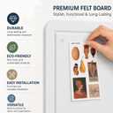 Large Felt Bulletin Board for Wall, 48" x 36" Pin Board, White