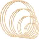 Gukasxi 12pcs 4Sizes (6/8/10/12 inch) Wooden Bamboo Floral Hoop Wreath Macrame Craft Dream Catcher Hoops Rings for DIY Weddding Wreath Decor, Macrame Dreamcatcher, Wall Hanging Crafts