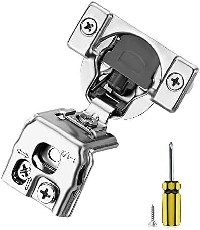 Ravinte 20 Pack 10 Pair 1-1/2 inch Overlay Cabinet Hinges Kitchen Soft Close Hidden Door for Kitchen Cabinet Stainless Steel Adjustable Hinges Satin Nickel Hardware