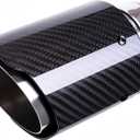 2"Inlet 3"Outlet Car Exhaust Tips Carbon Fiber Tailpipe Exhaust Pipe Tail Throat Tail Pipe Silver Need Height>3.5 Inch Widht>3.5 Inch