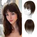 Hair Toppers for Women Real Human Hair-3603D Topper with Bangs for Thinning Hair Clip in Bangs with Upgraded Silk Base Perfect for Daily Wear, Dark Brown