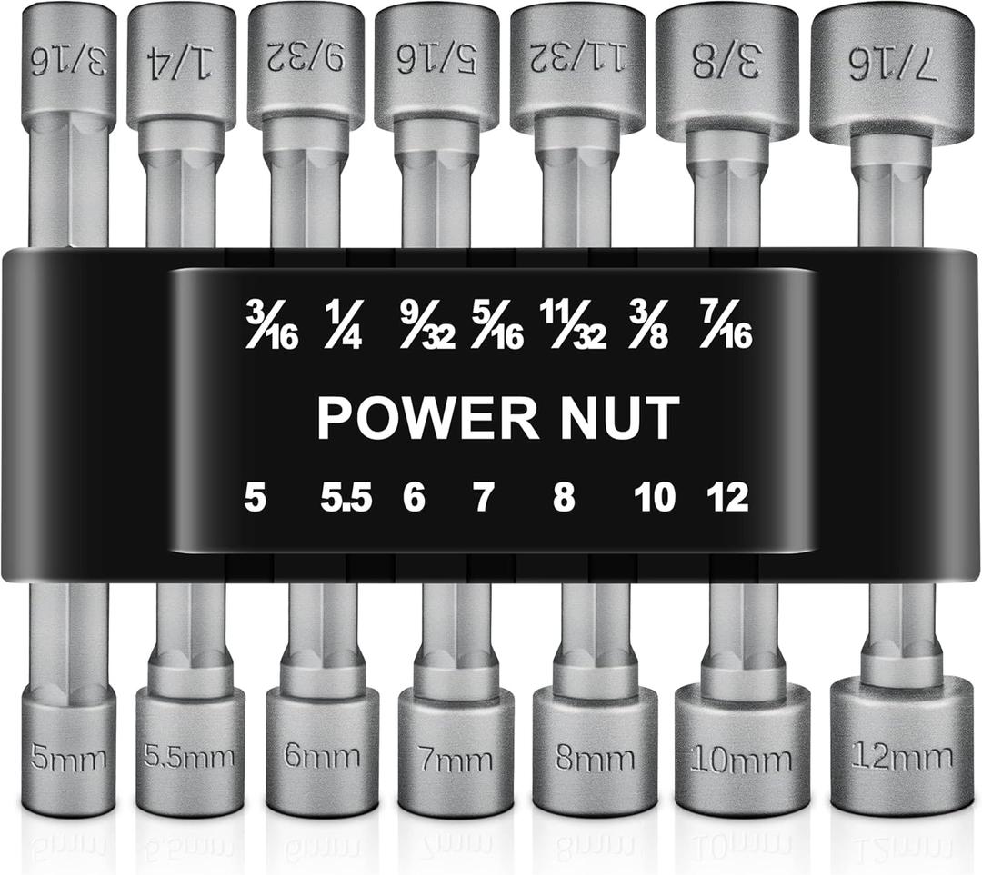 BOEN 14 Piece Power Nuts Driver Drill Bit Tools Set, 1/4 inch Driver Hex Metric & SAE Socket Wrench Screw for Power Tools