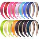 11 Pcs Satin Headbands Bulk 1 Inch Anti-slip Ribbon Hair Bands Plain Hard Headbands for Women Girls DIY Craft Hair Accessories (Multicolor)