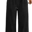 Trendy Queen Women's Wide Leg Sweatpants Baggy Drawstring Low Rise Lounge Pants 2026 Fall Joggers with Pockets (X-Large, Black)