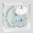 Fall Decorations for Home Fall Decor Home Room Hello Pumpkin Acrylic Table Sign Rustic Shelf Desk Office Decor Season Sign House Warming Gifts 4.5 x 4.5 Inch