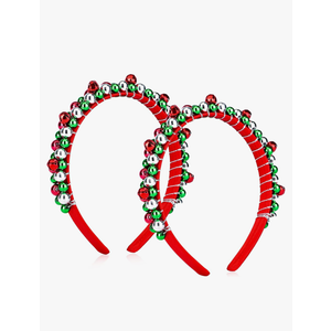 2 Pack Christmas Headband Christmas Bell Hairband Girls Headbands Red Green Silver Hair Accessories