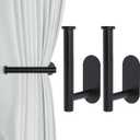 Groleca 2 Pack Adhesive Curtain Holdbacks Curtain Tie Backs Curtain Holdbacks No Drill Curtain Pull Backs Adhesive Curtain Hooks Curtain Holders for Drapes (2, Black)