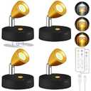 4 Pack Spot Lights Indoor, Rechargeable Wireless Plant Spotlight Indoor, 3 CCT Battery Operated Mini Spotlight, Ambient Lighting for Picture Wall Backdrop Decor (Black)