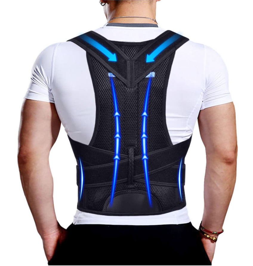 Back Brace Posture Corrector for Men & Women, Upgraded Full Back Support with Adjustable Shoulder Straightener and Waist Support Straps, Breathable Back Brace for Office Work, Long Sitting & Daily Wear, Comfortable Posture Support for Upper & Lower B