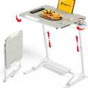FoldWise Upgraded Folding TV Tray Table - Extra Large & Sturdy Laptop Table for Couch, Height & Angle Adjustable Desk for Dinner, Work & TV - Includes Footrest, Cup Holder, iPad Holder & Edge Stopper