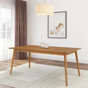 Plank+Beam 72 Inch Mid Century Modern Dining Table, Solid Wood Kitchen & Dining Room Table for 6, Minimalist Rectangular Dinette Table, Pecan