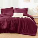 HIMEET Full Size Comforter Sets - 7 Pieces Bed in a Bag Full, Luxury Comforter Set with Sheets for All Season, Bed Set with Comforter, Flat Sheet, Fitted Sheet, Pillowcases & Shams, Burgundy