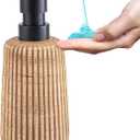 Comeon Hand Soap Dispenser, 400ml/13.5oz Ceramic Bathroom Dish Soap Dispenser for Kitchen Sink Brown Refillable Soap Dispensers in Kitchen Countertop Shower (13.5oz,Dark Brown)