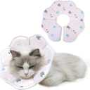 Icygum Soft Recovery Collar, Adjustable Protective Cone After Surgery for Cats (Pink Love, M)