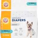 Arm & Hammer for Pets Disposable Female Dog Diapers with Odor Control and Wetness Indicator, Leak Resistant Dog Diapers for Incontinence and Heat Cycles, Size X-Small 1215 in Waist, 12 Count