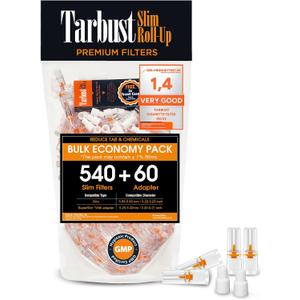 Tarbust Slim Cigarette Filter Tips that Remove Tar and Chemical, for Slim & Roll-ups, Bulk Economy (540 Filters+60 Adapters to Convert to Super Slim+2 Free Travel Cases)