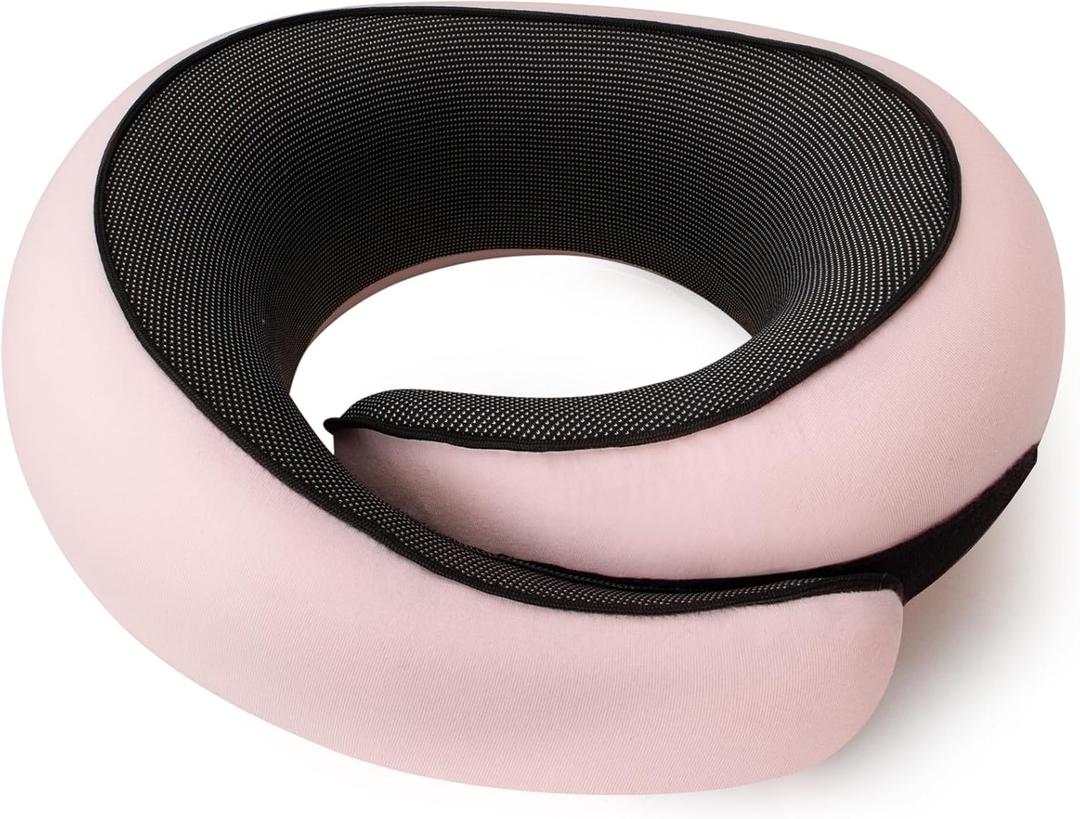 Car, 100% Pure Memory Foam Travel Pillow, Sleeping Essentials for Long Flight 360° Head Support Degree Comfort and Breathability Pink