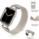 3 x Magnetic Mesh Metal Band Compatible with Apple Watch 10, Dressy C Shaped Buckle Milanese Bracelet Stainless Steel Adjustable Strap Replacement for Apple Ultra Series 9/8/7/6/5/4/3/2/1/SE Women Men