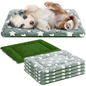 VitalCozy 4 Pcs Dog Crate Pads, Ultra Soft Warm Washable Anti-Slip Kennel Bed Mat for Pets, Reversible, Replaceable, Cozy Cage Liner for Small Medium Large Dogs and Cats(18 x 24 x 1.6 Inch,Green)