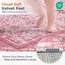 OPPODREAM Vintage Pink Area Rugs 10x14, Washable Rug for Living Room | TPR Non-Slip Backing, Retro Low-Pile Faux Cashmere Surface, 10 by 14 Distressed Carpet for Bedroom, Office, Dorm, Dining Room