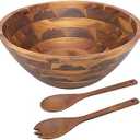 AIDEA Salad Bowls, Wooden Salad Bowls Set, Large Acacia Wood Serving Bowl for Fruits, Salad, 12.5" Big Salad Bowl with Serving Utensils