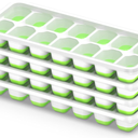 Ice Cube Tray with Lid, 4 Packs 56 Cubes Durable Stackable Ice Cube Trays for Freezer with Removable Lids, Easy-Release Plastic & Silicone Ice Tray for Cocktail, Coffee (Green)