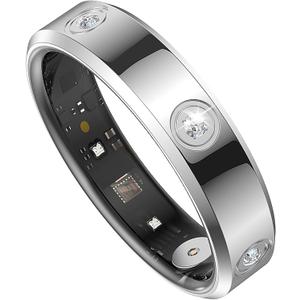 Smart Ring for Women Men Diamond Fitness Tracker Sleep Heart Rate Monitor Smart Rings for Android iOS Phone Pedometer Calorie Step Counter Stylish Ladies Rings for Women Elegant Activity Tracker (11, silver)