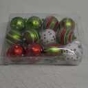 DIYDEC 12pcs Christmas Balls Ornament 3.15Inch Polka Dot Hanging Xmas Balls for Tree Decoration Glittering Red Green and White Plastic Christmas Baubles for Home Indoor Holiday Party Decor (8cm)