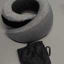 Travel Pillow, 100% Pure Memory Foam Neck Pillow for Airplanes, Comfortable Breathable Cover, Travel Essentials for Plane, Car, Train and Home, Gray