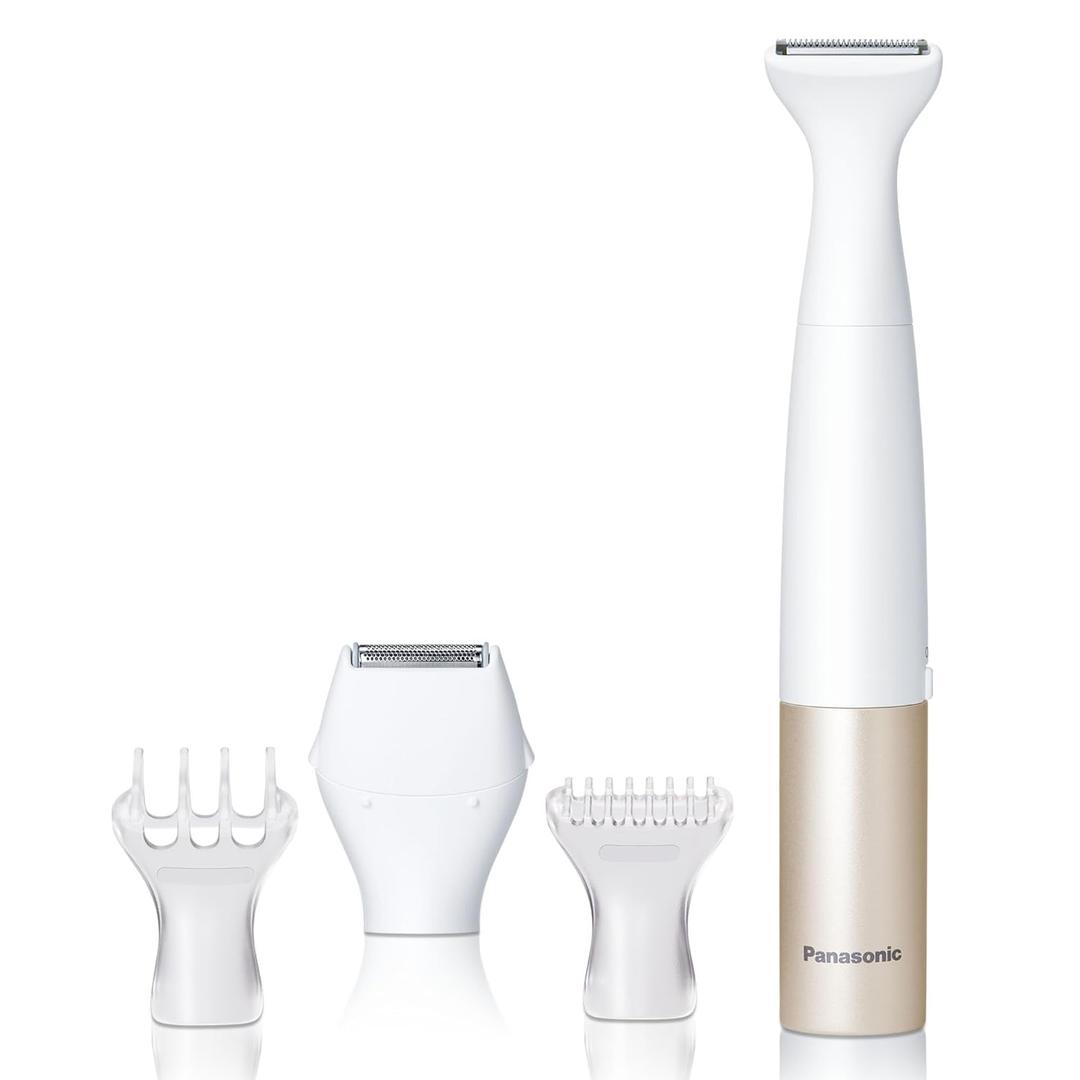 Panasonic Wet/Dry Bikini Shaver & Trimmer for Women with 4 Attachments for Gentle Grooming in Sensitive Areas, Battery-Operated  ES-WWV6-N